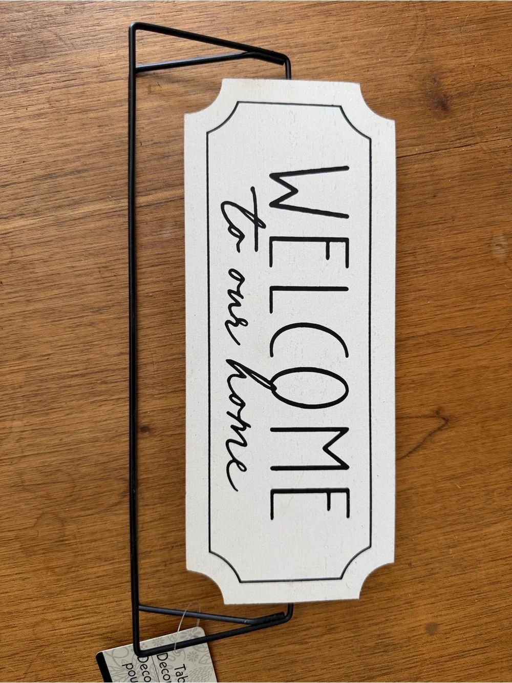 White and Black 'Welcome to Our Home' & tan family gathers here reversible sign